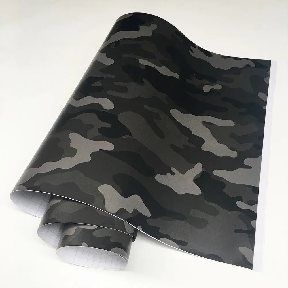 Black Camo Vinyl Film Car Wrap Camouflage Wrapping Skin Bike Console Sticker