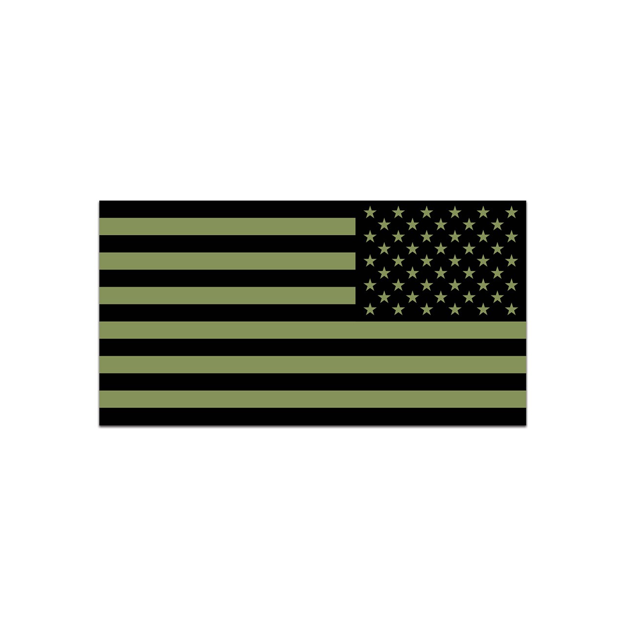 Reverse Subdued OD Green American Flag Sticker Decal