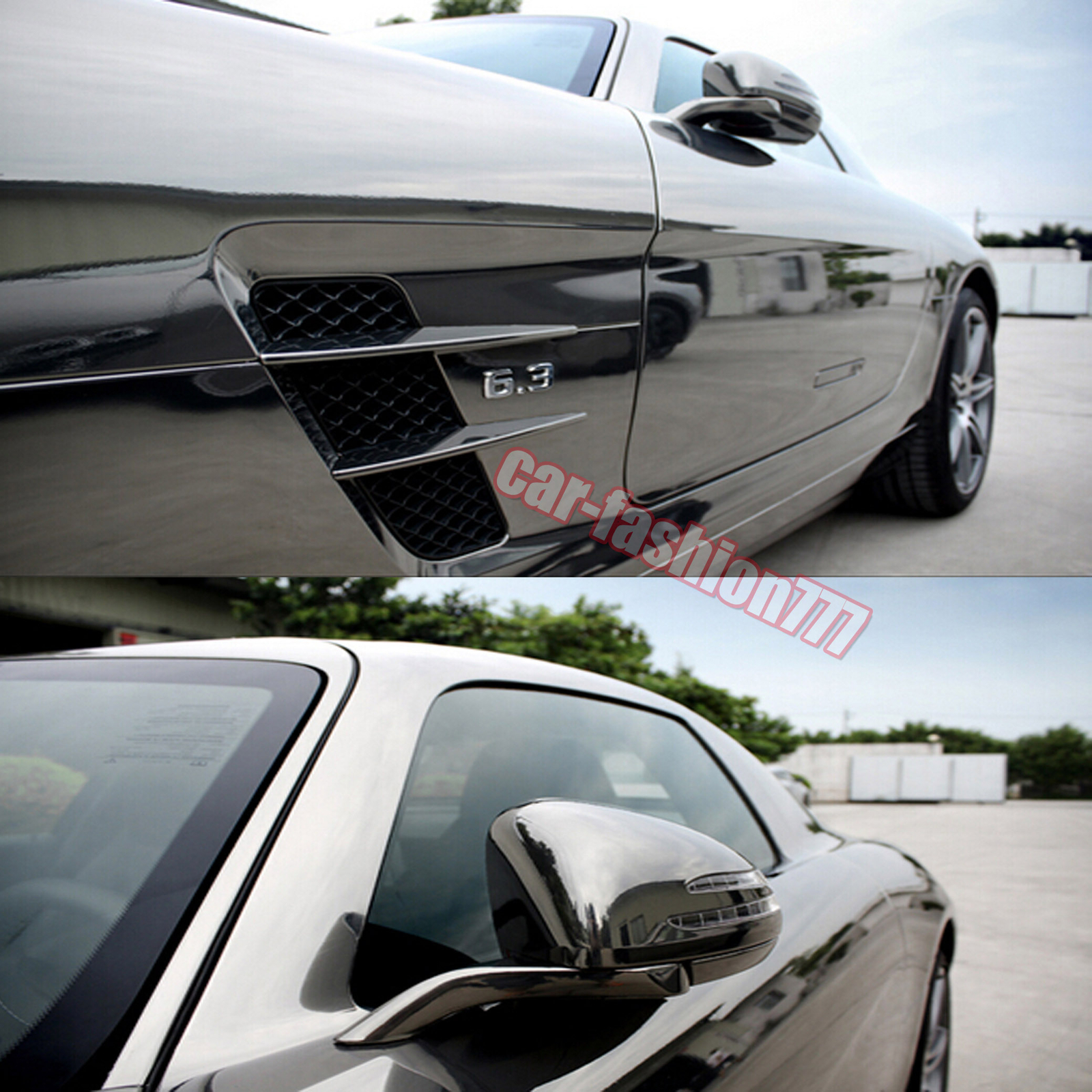 Black Flat Smooth Mirror Chrome Car Wrap Metal Vinyl Decal Sticker Air Free US