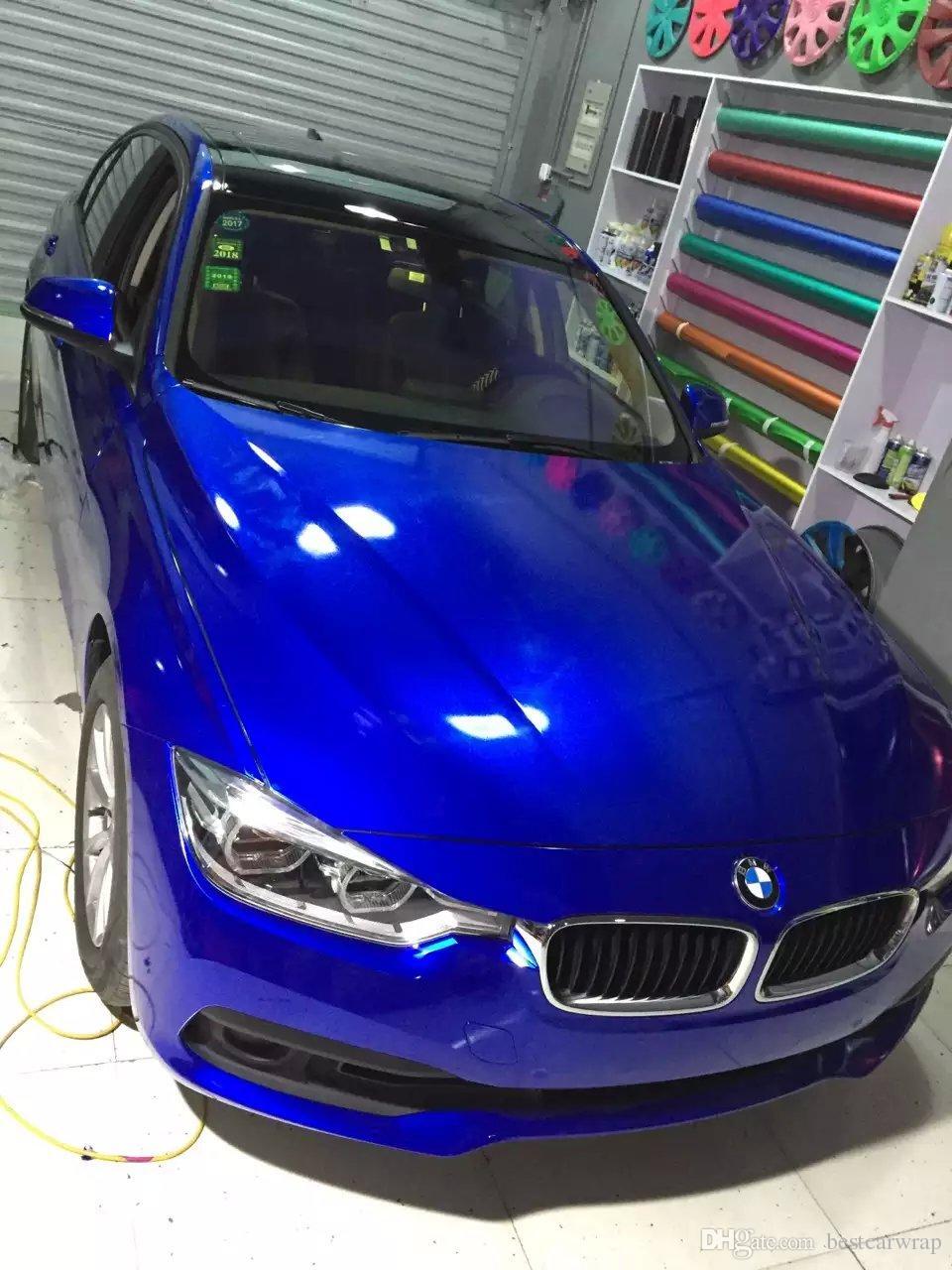 High Gloss Glossy Blue Vinyl Film Wrap Sticker Decal DIY Bubble Free Air Release