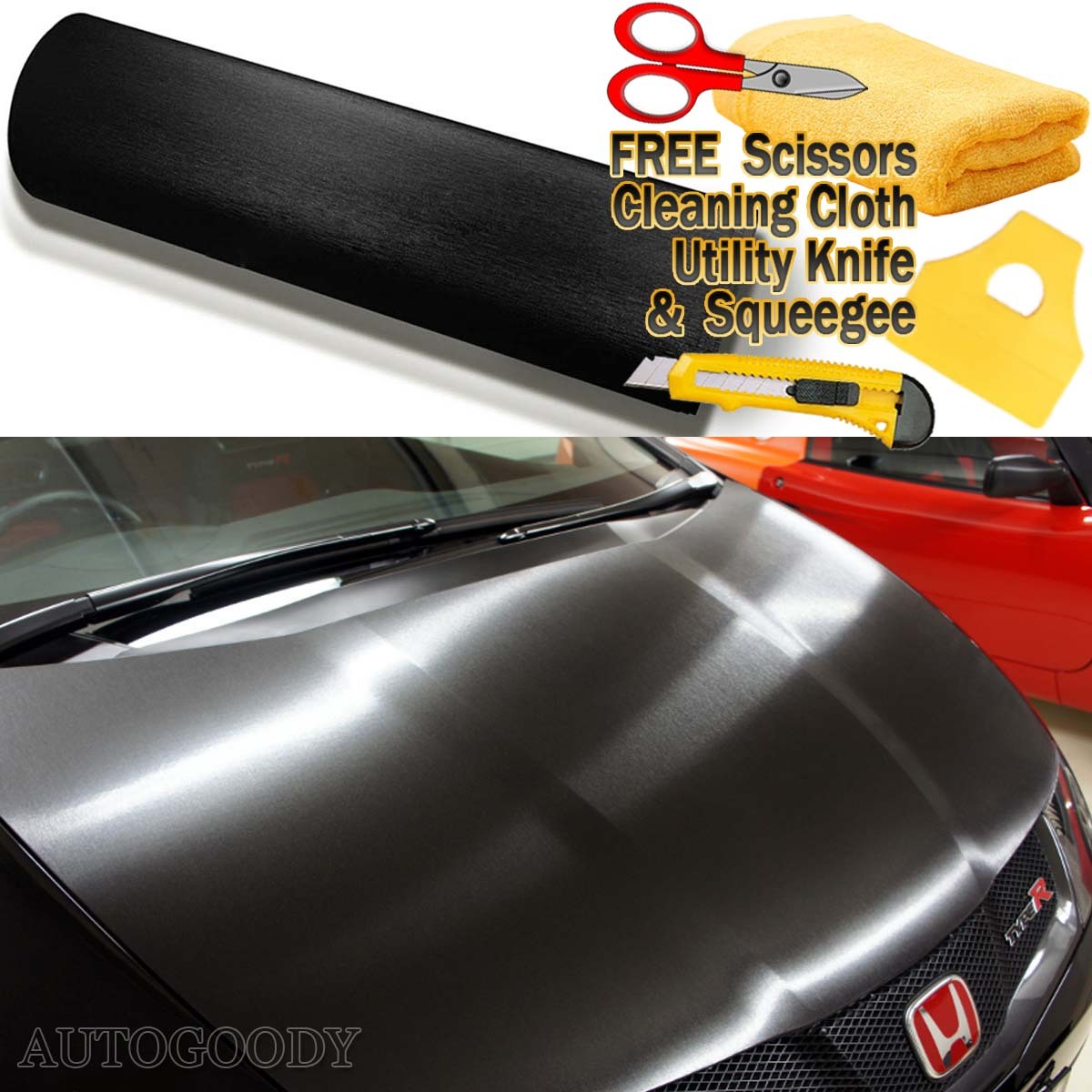 360″ x 60″ Black Brushed Aluminum Vinyl Film Wrap Air Bubble Free 30ft x 5ft