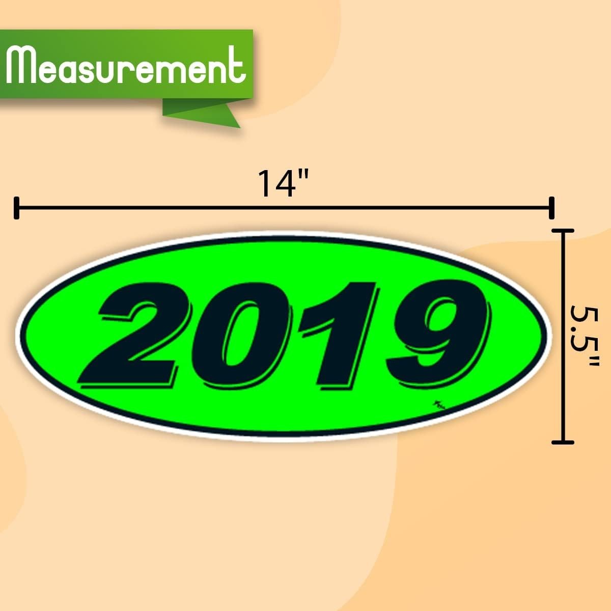 Chartreuse Green Black 2019 Oval Model Stickers for Windshield 12 Pack