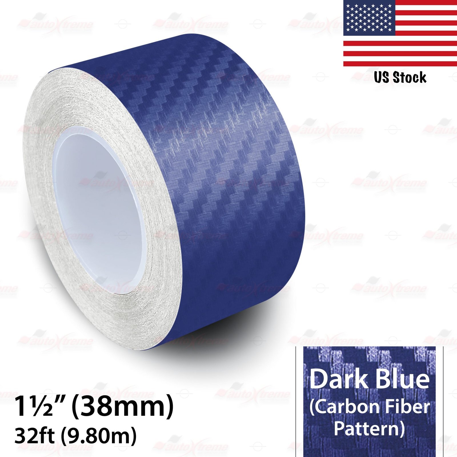 1-1/2″ Vinyl Pinstriping Car Styling Tape Sticker 38mm CARBON FIBER DARK BLUE