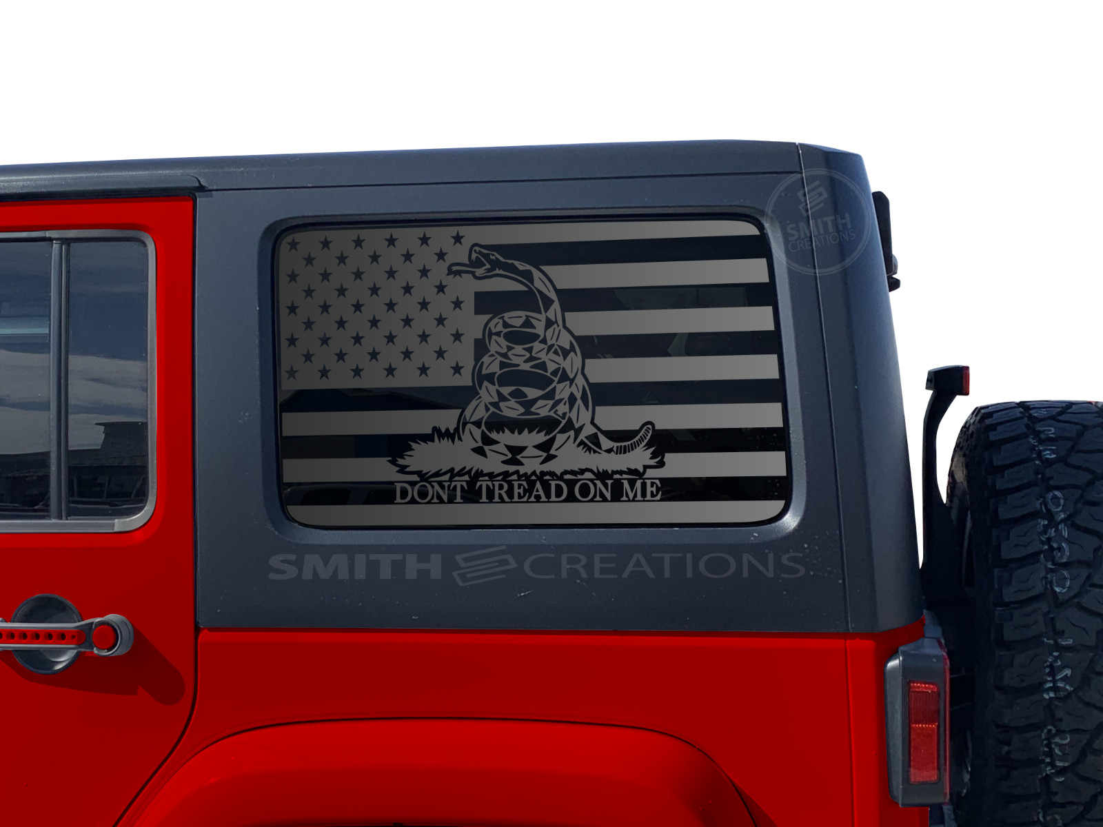 Fits 2011-2018 Jeep Wrangler 4 Door Hardtop Standard American Flag Gadsden Decal