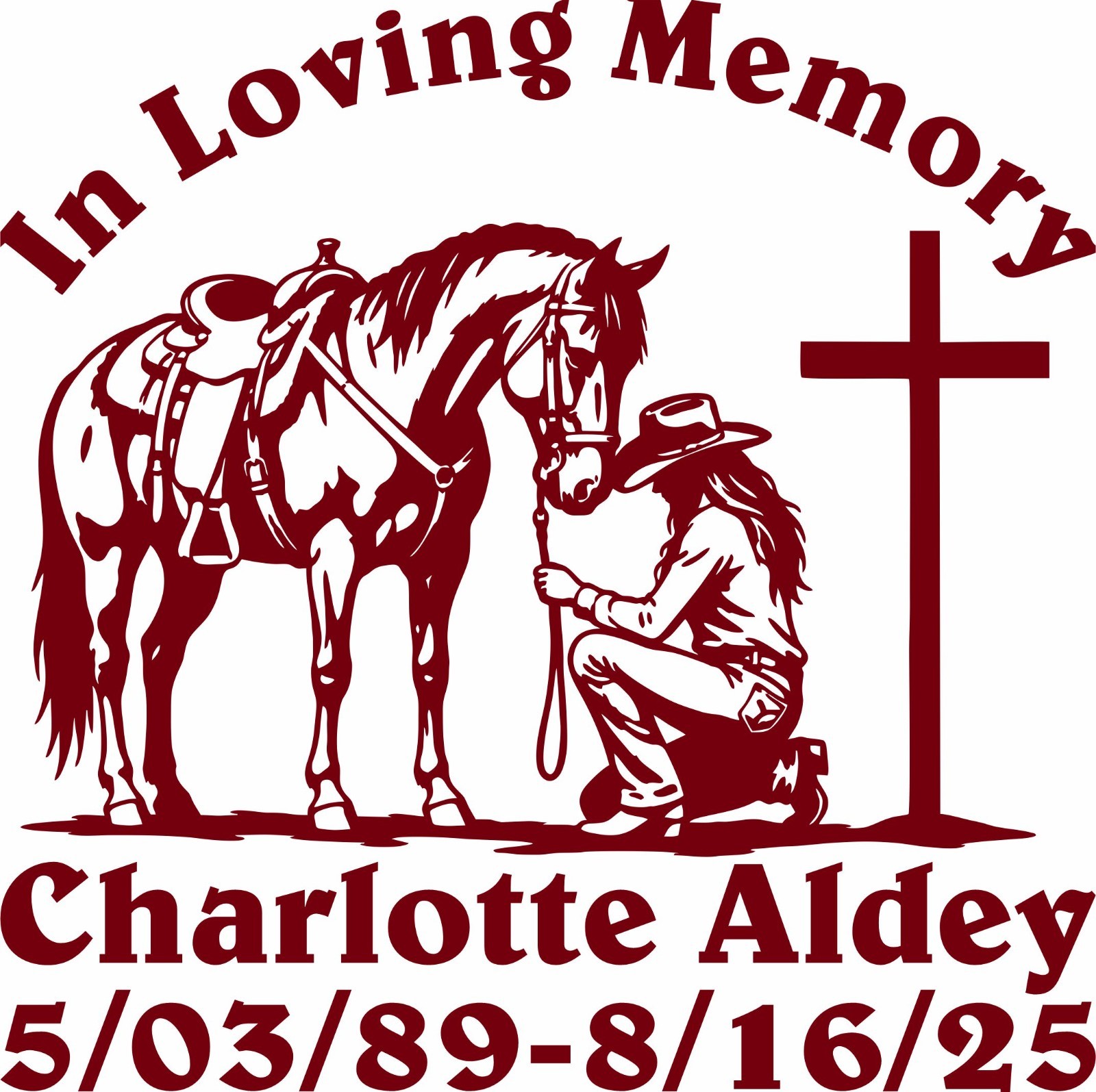 In Loving Memory Cowgirl Horse Farm Girl Car Truck Window Vinyl Decal Sticker