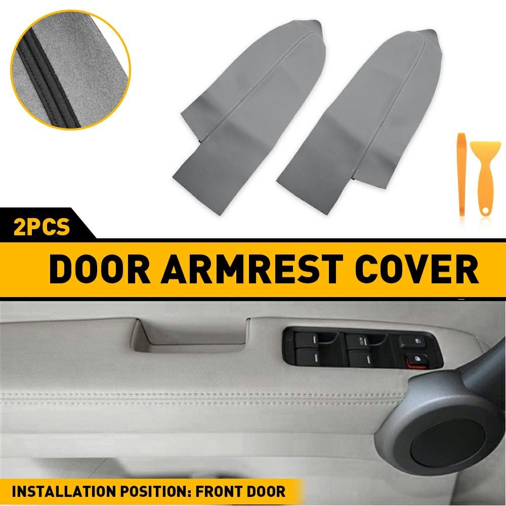 2/4Pcs Front Armrest Door Panels Cover Fit 2007-2012 CR-V CRV Honda Leather Gray