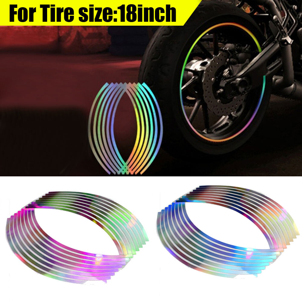 16pcs Reflective Laser Sticker Wheel Hub Rim Stripe Tape Decal Car Accessories