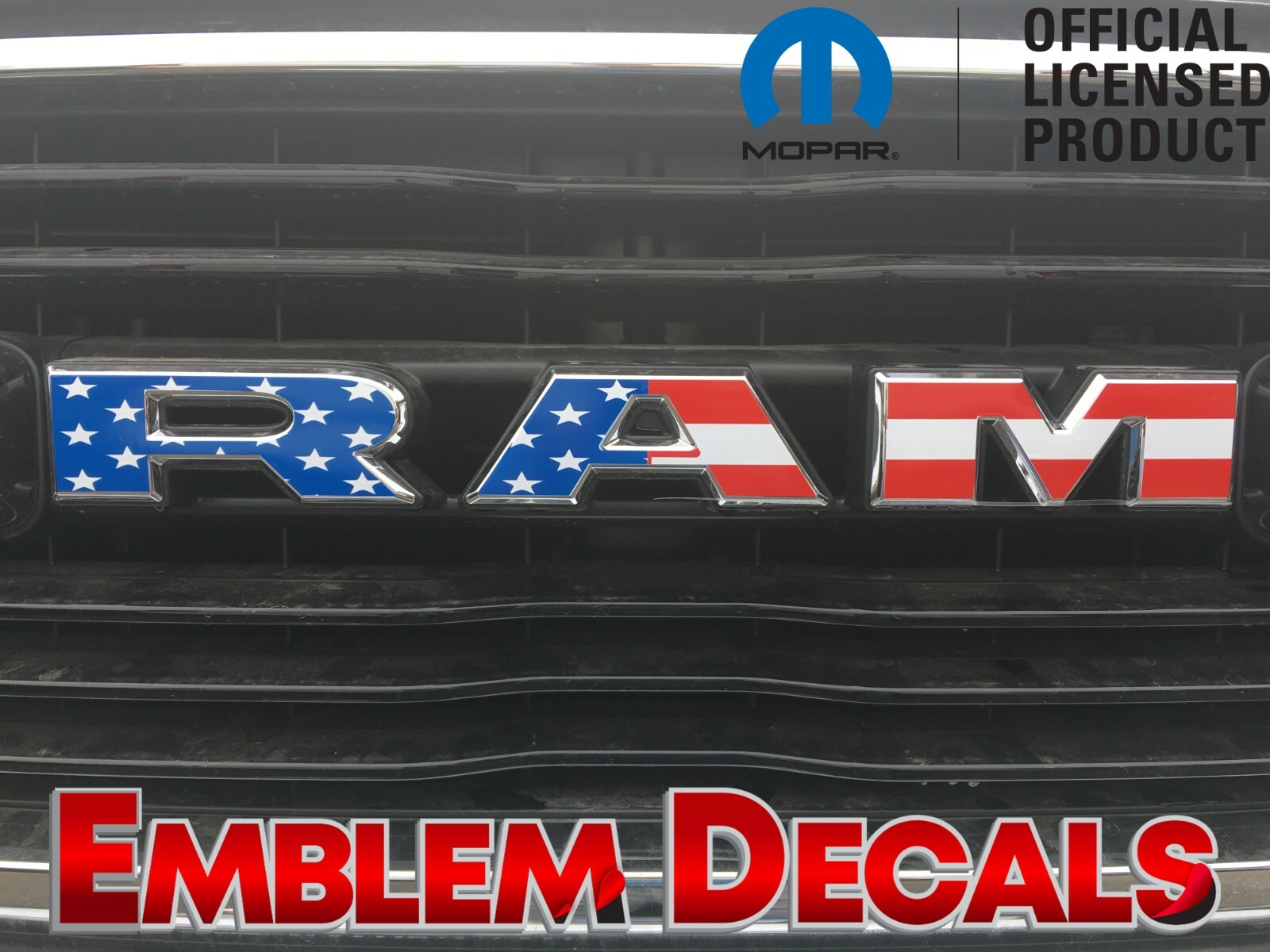 RAM 1500 DT Grill Emblem Decal 2025 2026 SOLID COLORS & USA DESIGN