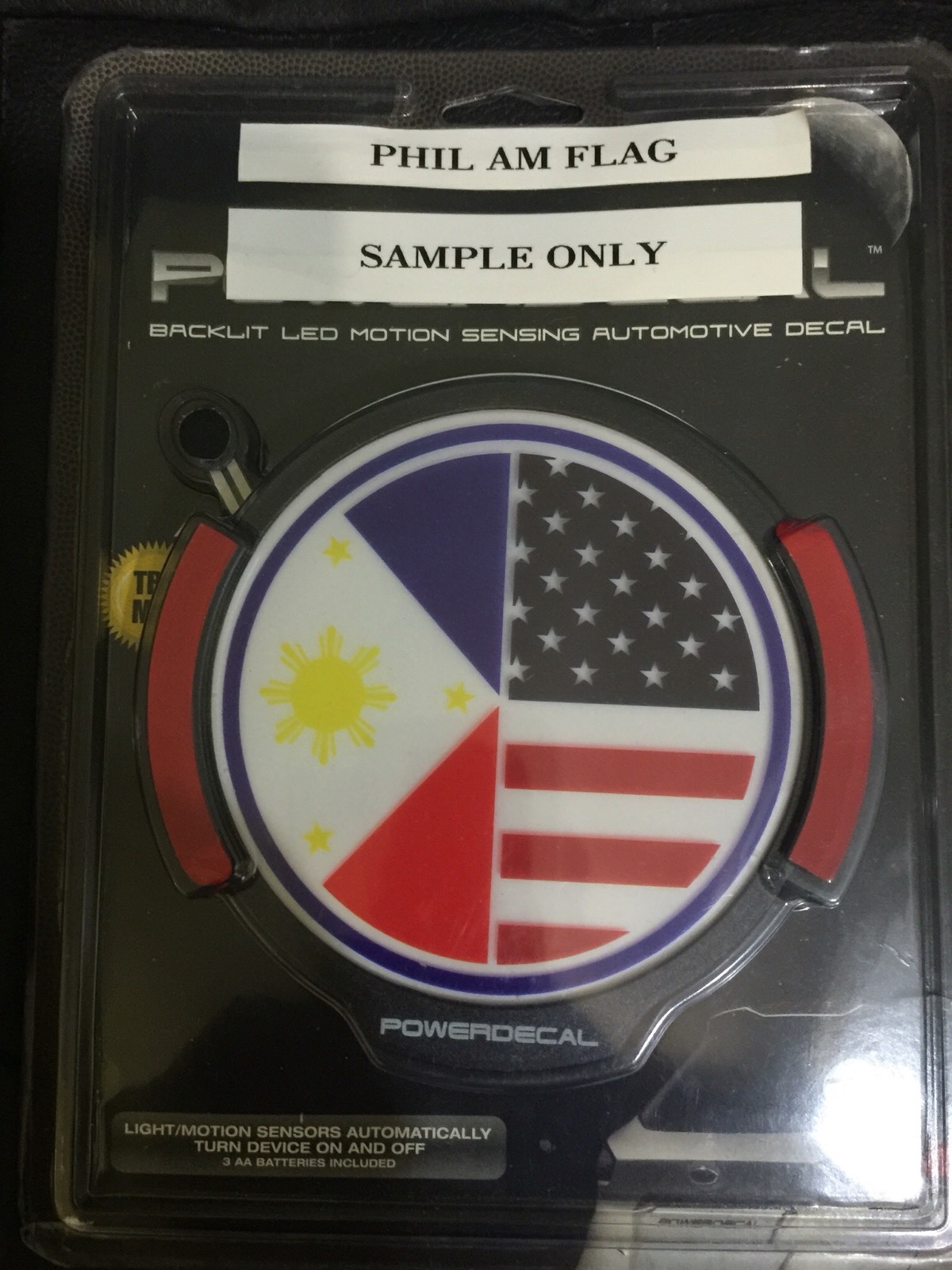 Philippine American Flag Light Up Decal Backlit LED Motion Sensing Decal
