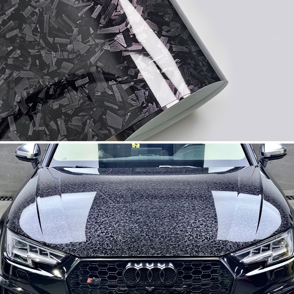 60″ x 60″ Premium Forged Black Carbon Fiber Vinyl Wrap Film High Gloss 5ft x 5ft