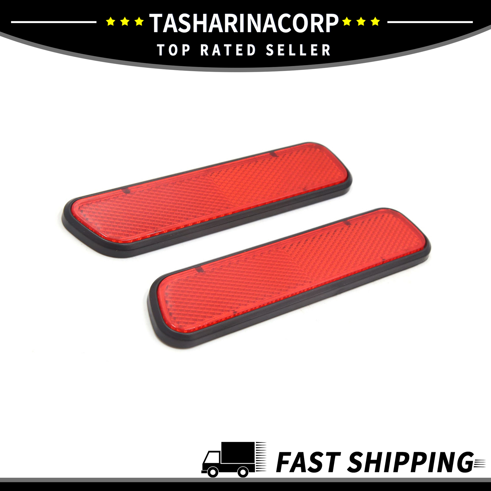 Universal Piece of 2 Plastic and Metal Red Car Vehicle Reflective Sticker