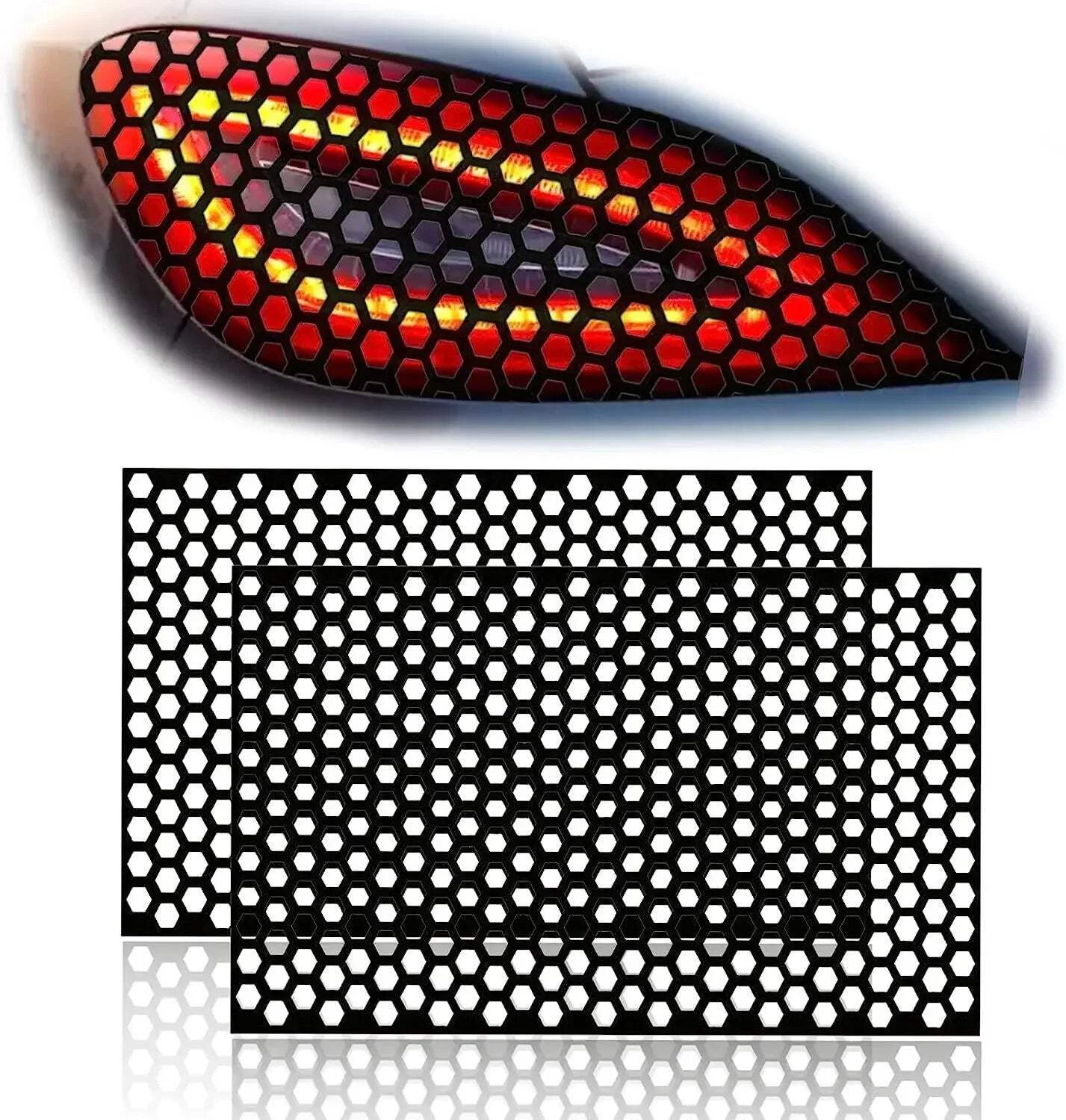 Car Honeycomb Stickers Stylish Tail Lights DIY Hollow Protector Decals Auto SUV