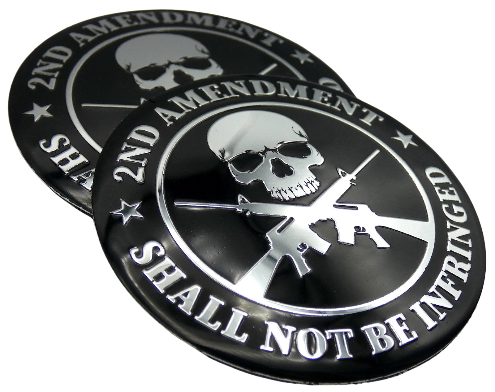 2x ALUMINUM 2nd Amendment Shall Not Be Infringed Car Vehicle Decal Sticker 2.2″