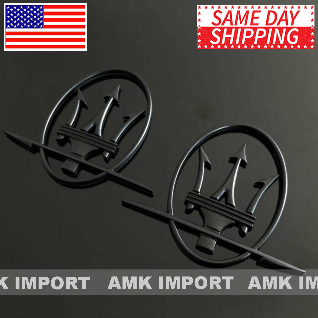 3PC SET Matte Black Emblem For RH & LH Side Trunk Badges Nameplate