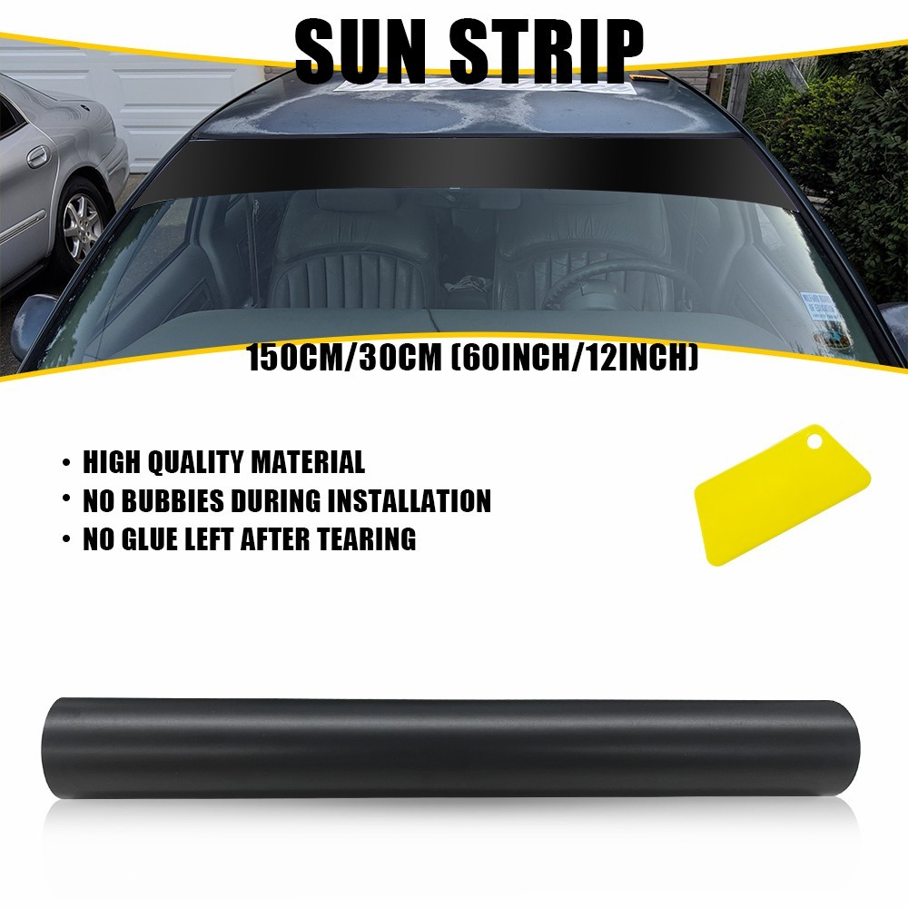 60″x12″ Windshield Sticker Visor Sun Strip Stickers Decoration Decal Matte Black