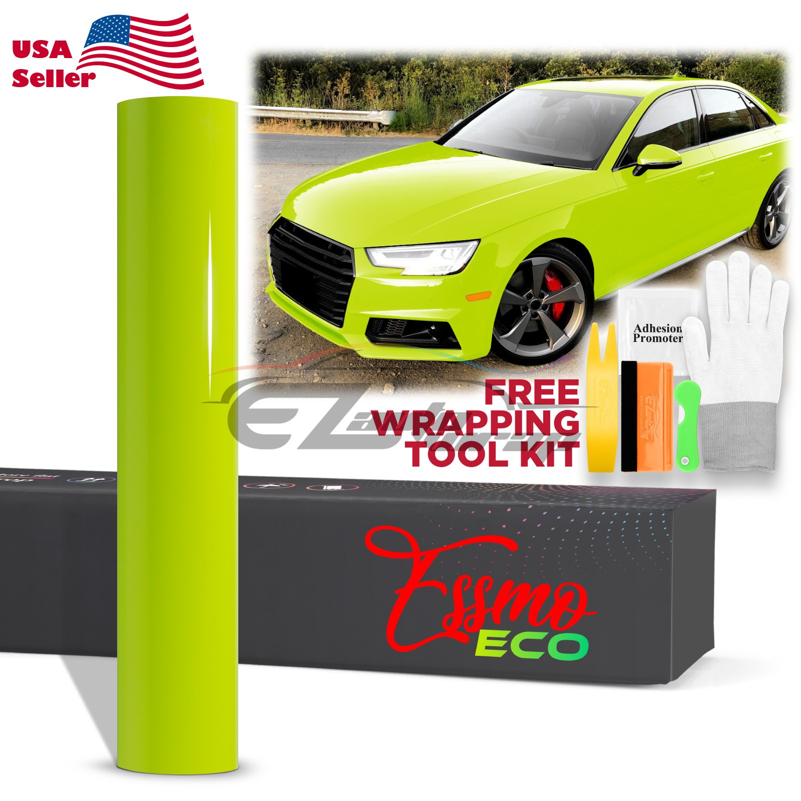 5FTx6FT PPF Apple Green Gloss Color Vinyl Paint Protection Film Scratch Car Wrap