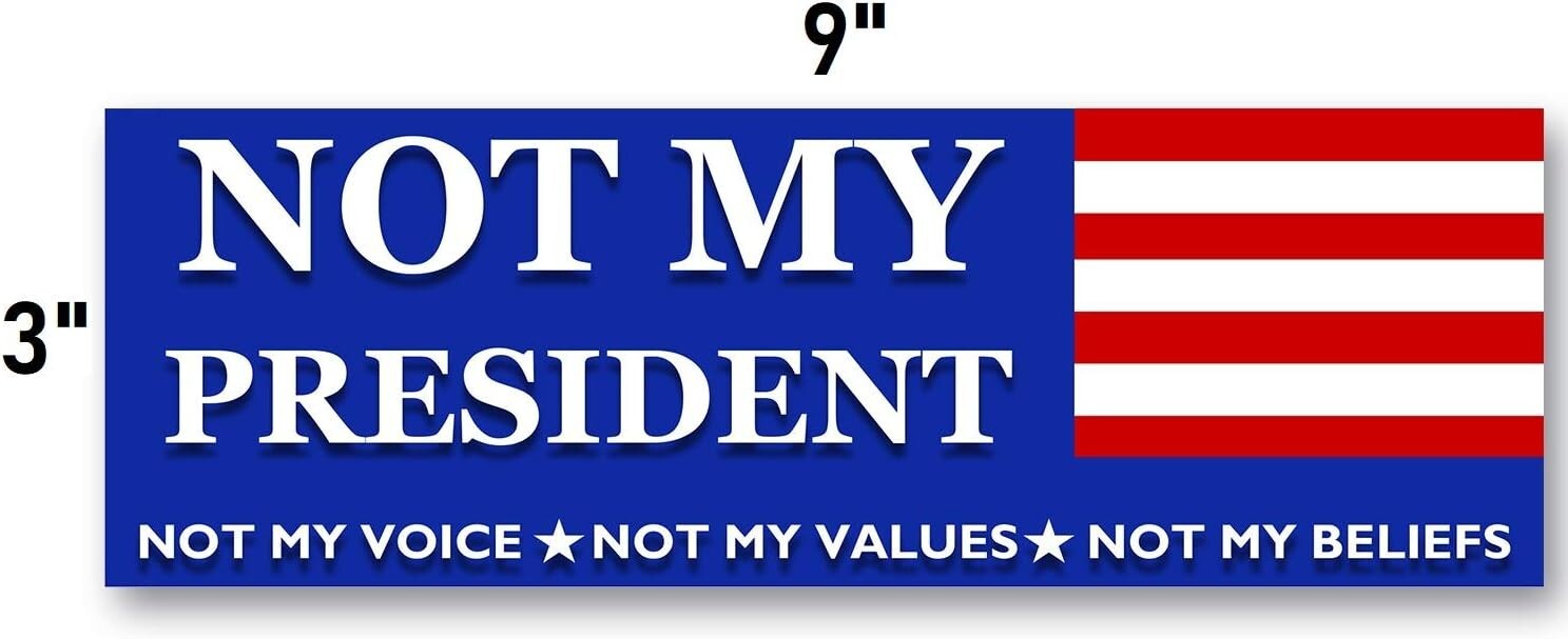 9×3 Not My President 3-Pack Political Not My Voice Bumper Sticker Car Window