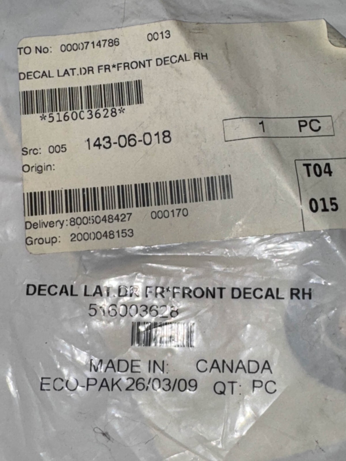 NEW Ski-Doo OEM, Right Hand, Front Lower Decal 516003628