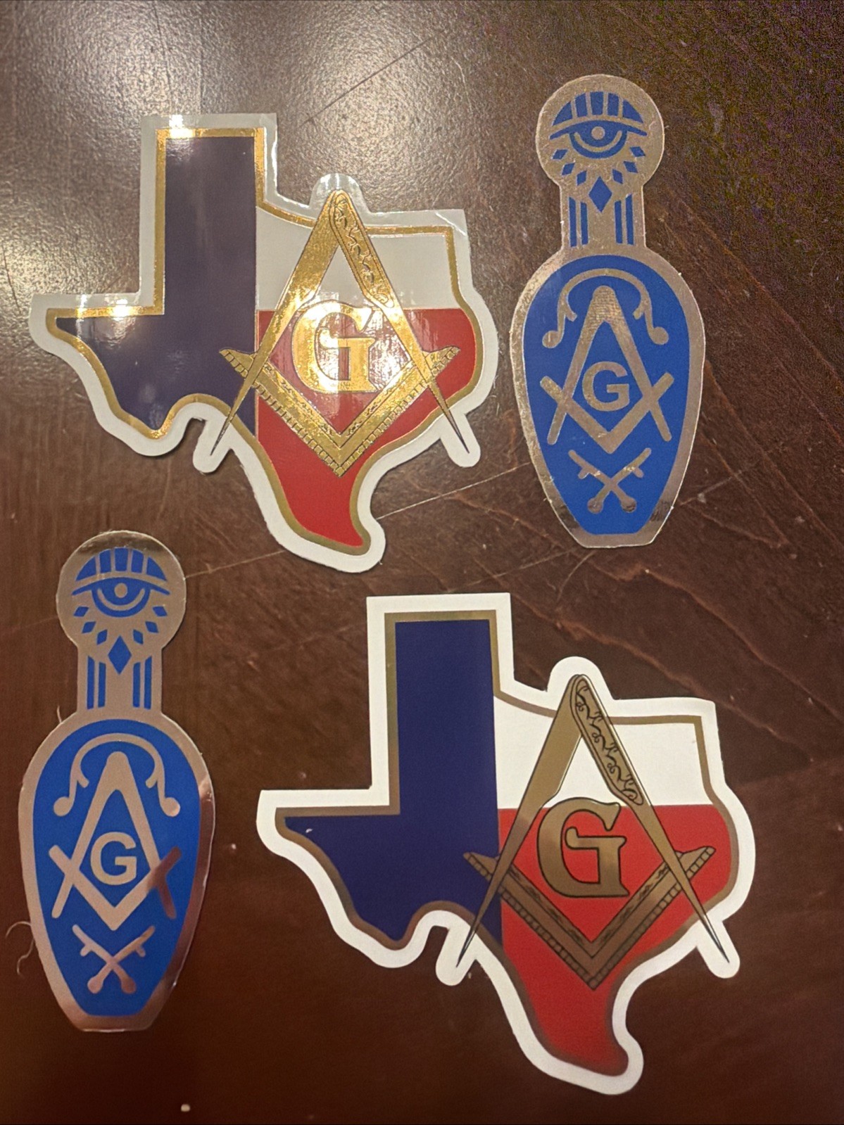 Masonic Freemason Texas Flag Vinyl Decal Sticker Pack – 4 Pieces New