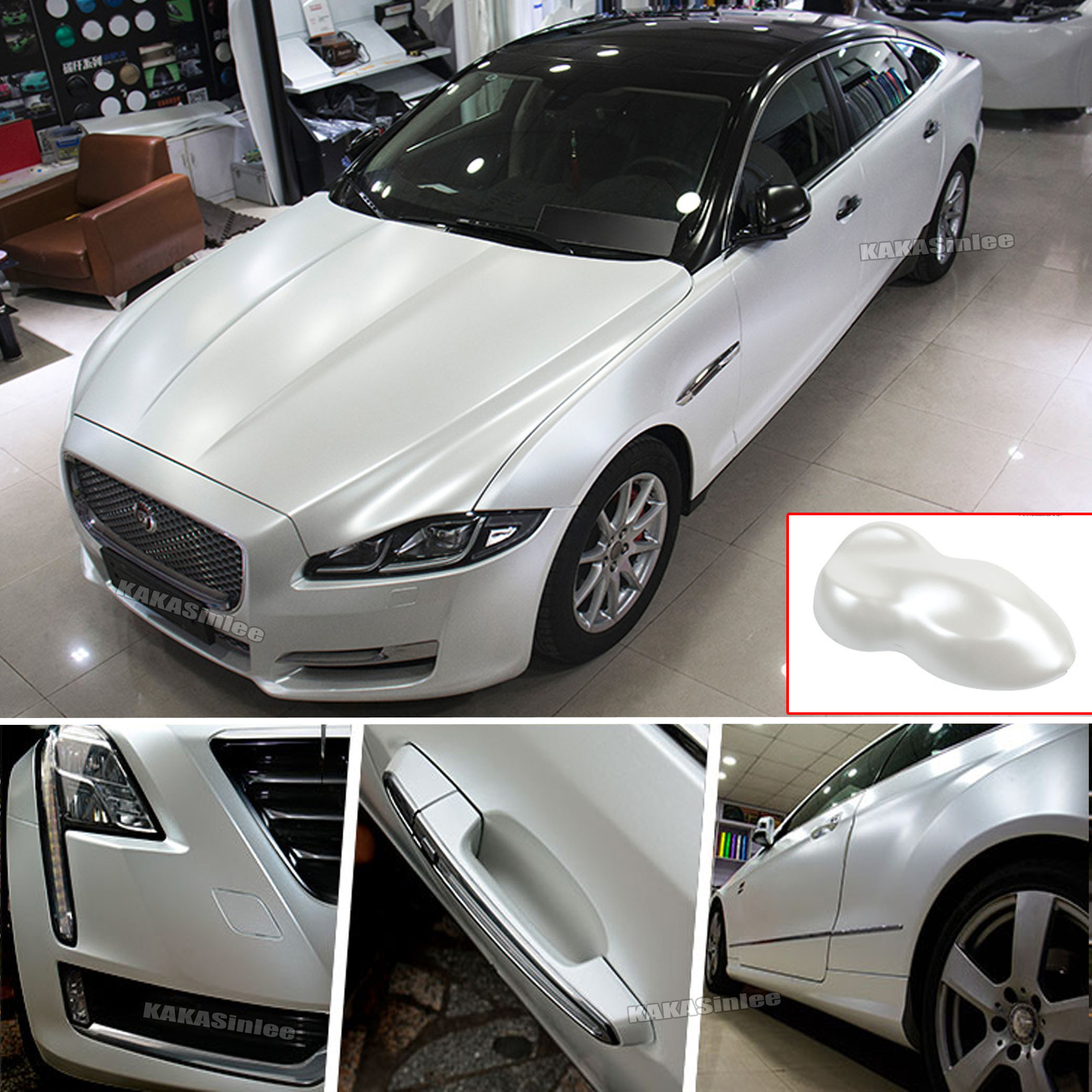Flexible Pearl Metal Car Wrap Sticker Glitter Satin Chrome Vinyl Decal White US