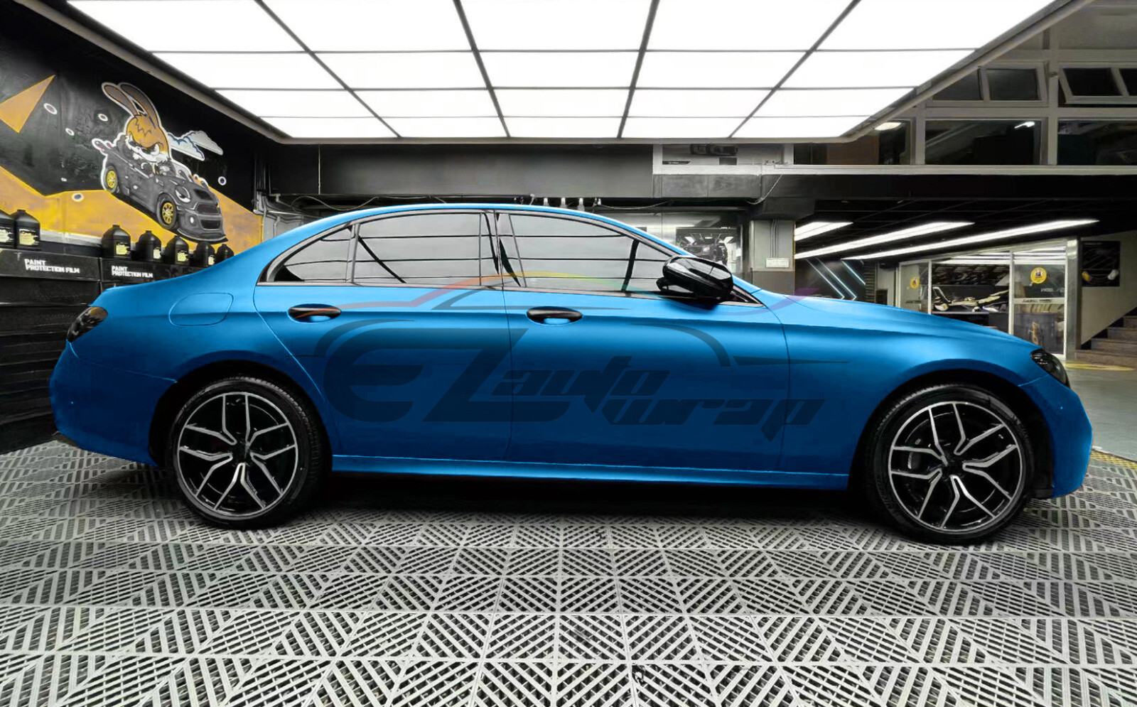 【Satin Chrome】 Light Blue Matte Metallic Vinyl Wrap Sticker Air Release Sheet