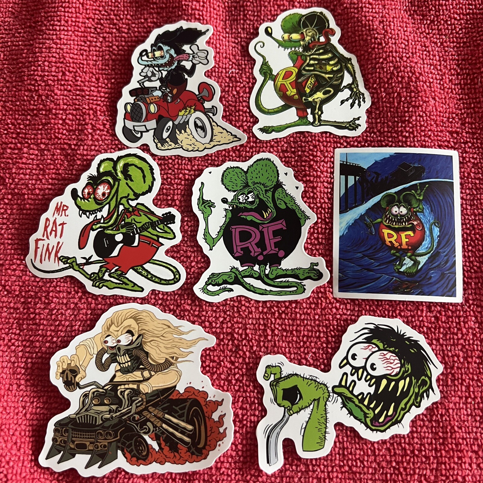 🔥 7 Rat Fink Mouse Ed Big Daddy Roth Hot Rod Art Vinyl Decal Sticker Car Truck