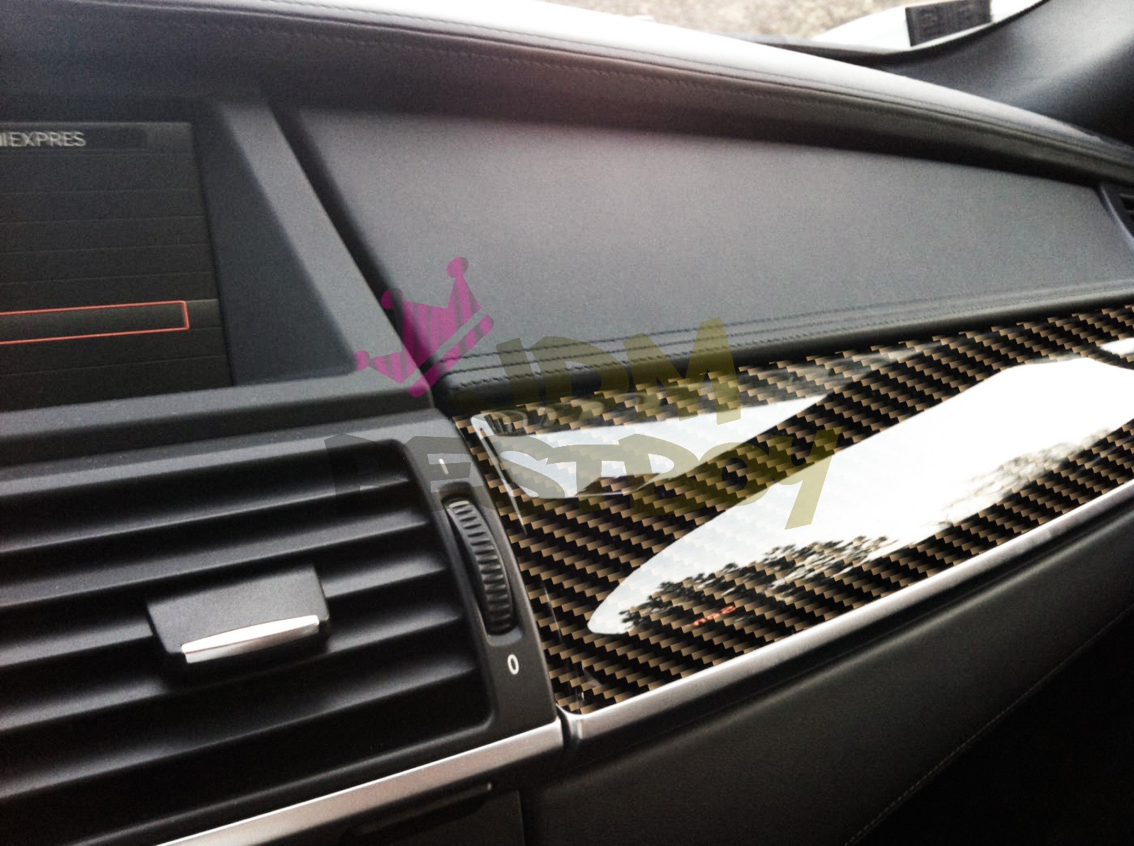 2D Carbon Fiber High Glossy Black Gold Vinyl Wrap Sticker Air Release Sheet Film