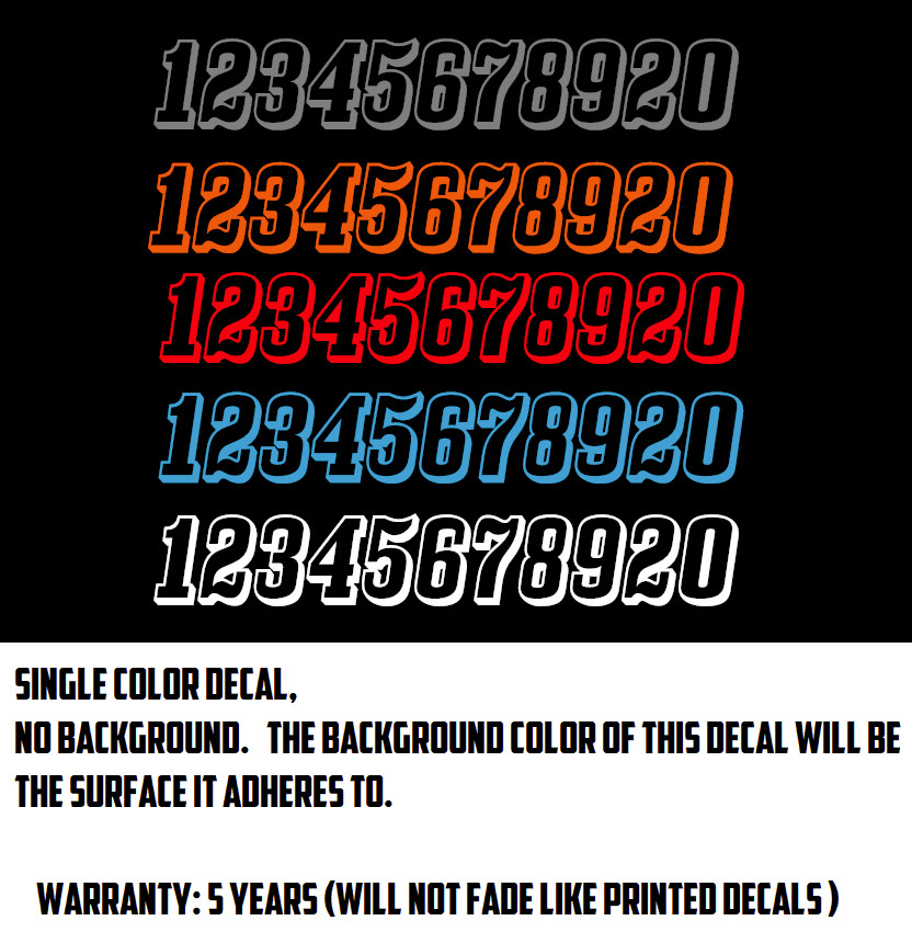 Racing Numbers Vinyl Decal Sticker for Dirt Bike Plate BMX Motocross Car [s17