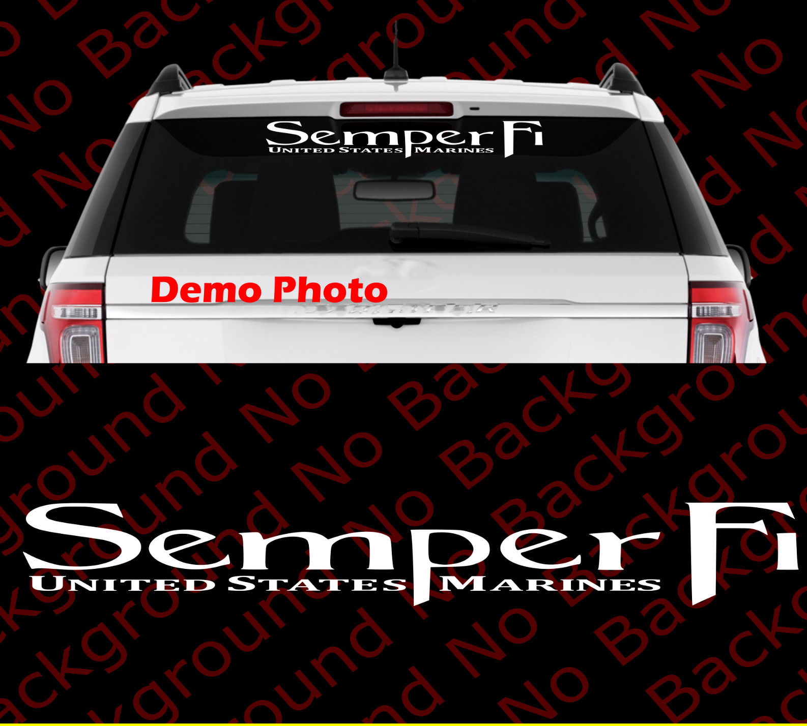 USMC Semper Fi Windshield Vinyl Decal | Marines | Die Cut No Background AY046WS