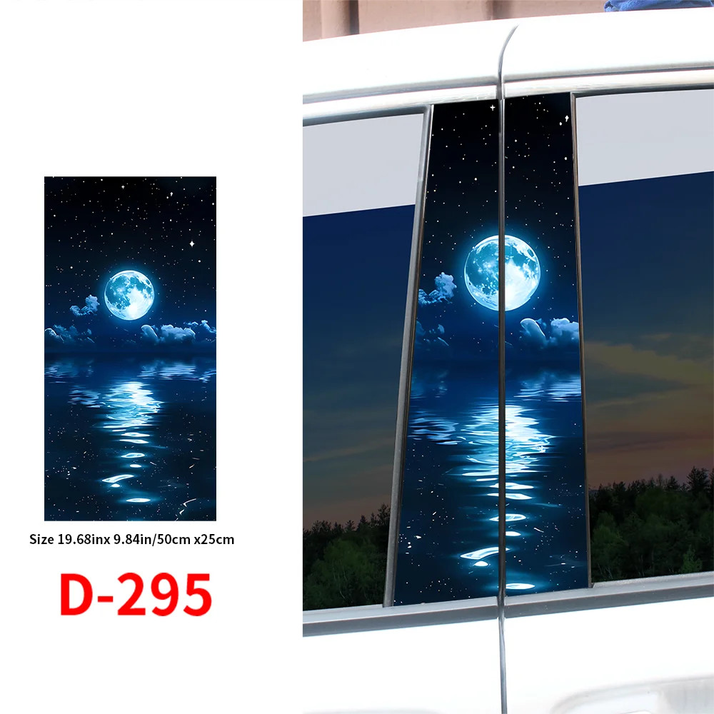 Dreamy Full Moon Starry Night Car B-Pillar Stickers Aesthetic Sky Vinyl Decals