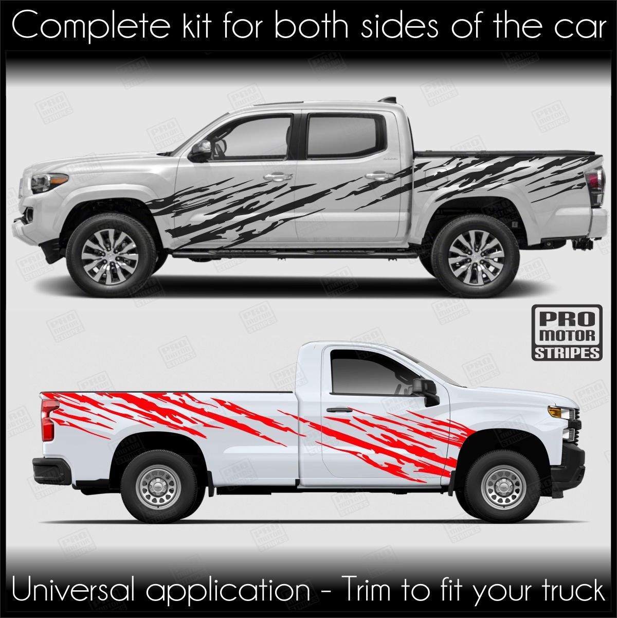 Dodge RAM 1500 2500 3500 Torn Ripped Side Accent Stripes Decals (Choose Color)