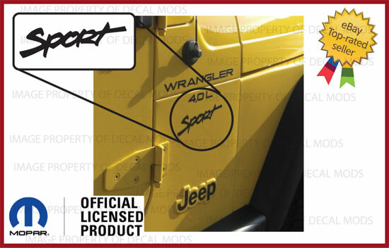 2x 1997-2003 Jeep Wrangler SPORT logo TJ side decals stickers Gloss Black SJ3Y7