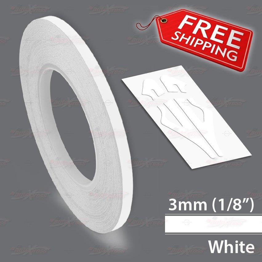 WHITE 3mm 1/8″ Roll PIN STRIPE PinStriping Trim Line TAPE Decal Vinyl Sticker
