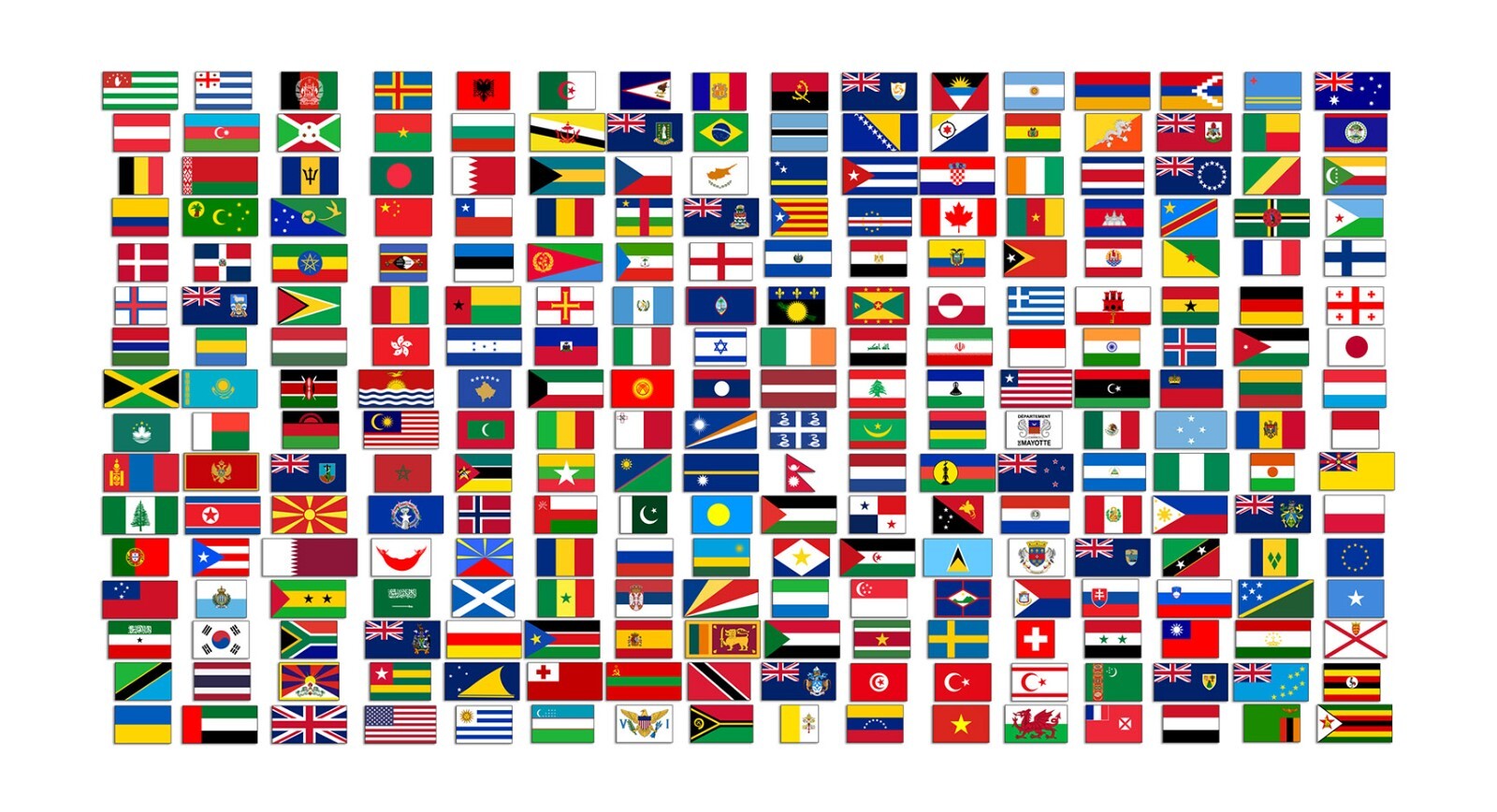.5 inch tall Sheet of ALL 256 Countries WORLD Flag Stickers (scrapbook small)