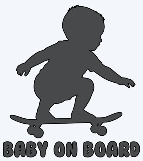 Baby on board Window decal, Bumper sticker. Skateboard Vinyl decal