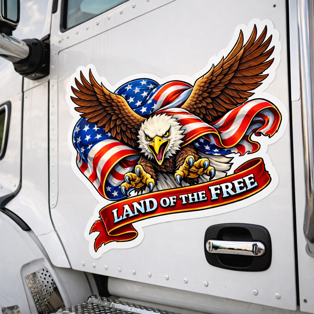 Bald Eagle American Flag Sticker Vinyl Decal Patriotic Land of the Free USA