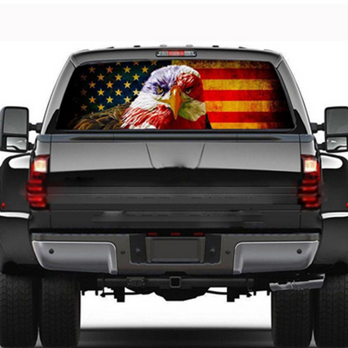 Rear Window Sticker American Flag Pattern Decal 135X36CM Fit For Dodge Ram 1500