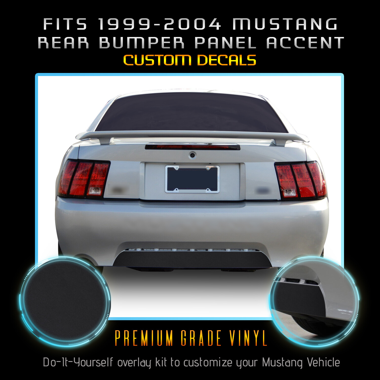 For 1999-2004 Ford Mustang Rear Bumper Panel Accent Precut Decal – Flat Matte