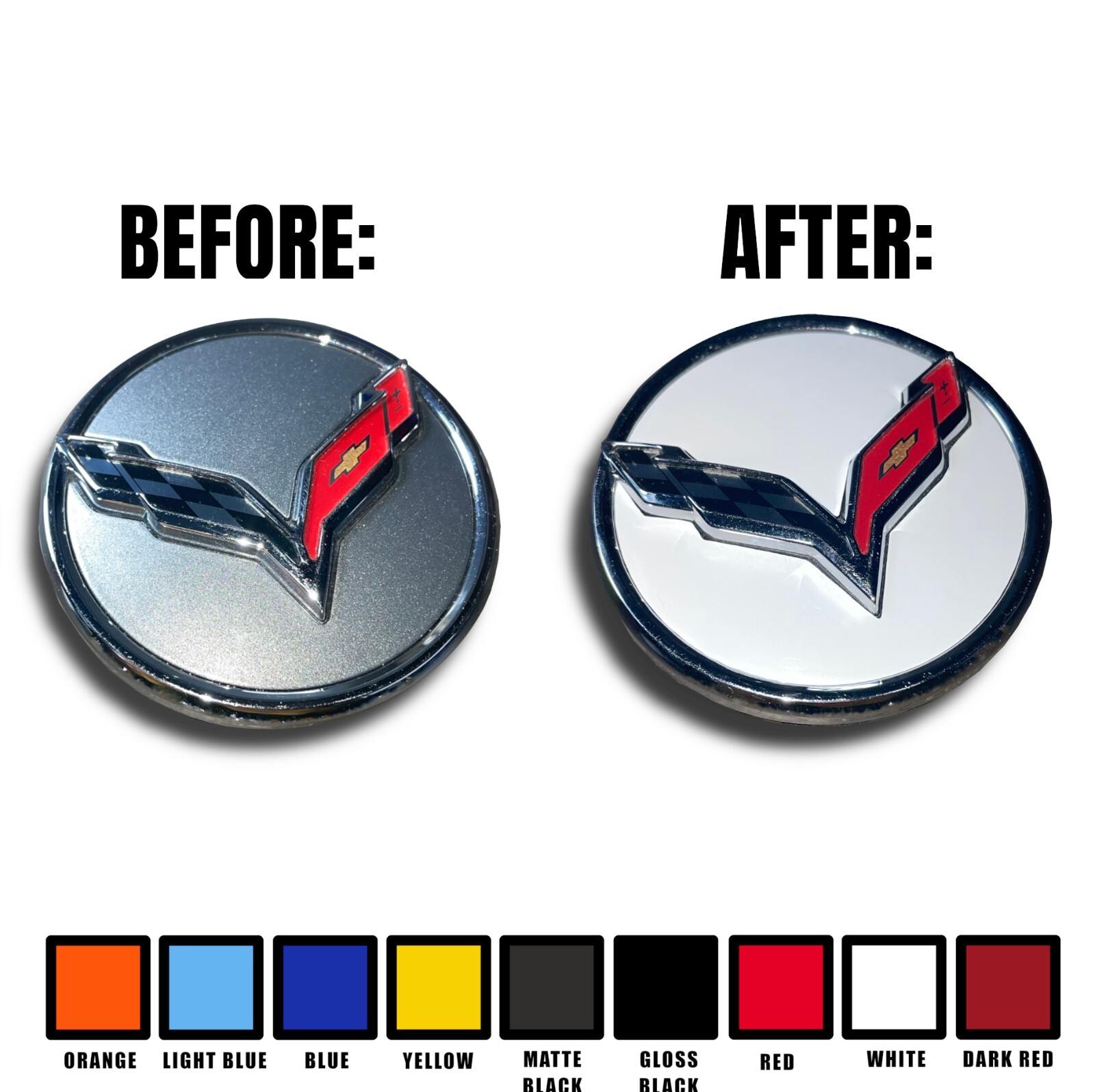Center Cap Decal Stickers for Chevy Corvette C7 2014 2015 2016 2017 2018 2019