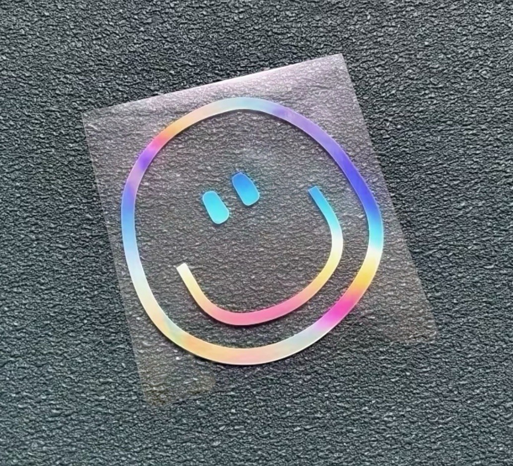 Holographic SMILEY FACE 4” Inch Laser Decal Sticker Reflective Multicolor 1PC