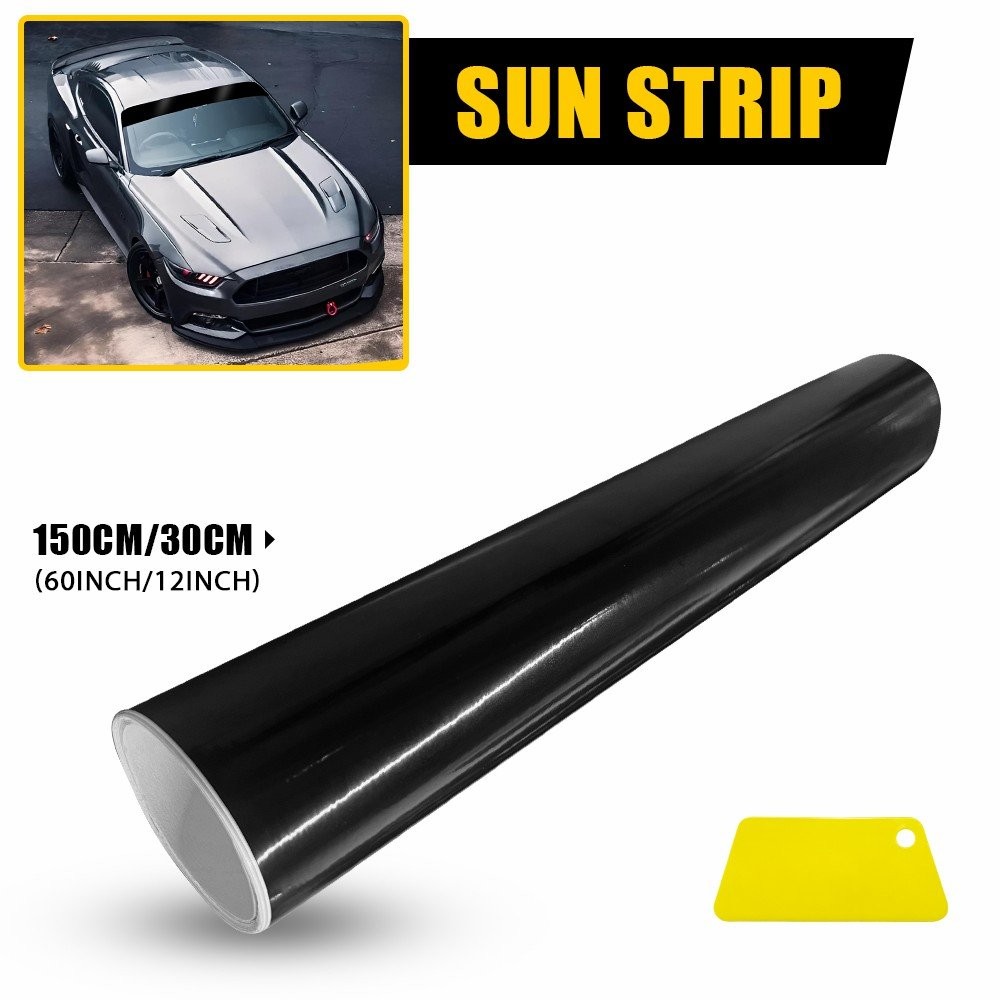 Windshield Decal Black Sun Visor Tint Film Front Window Trim Banner Anti-UV USA