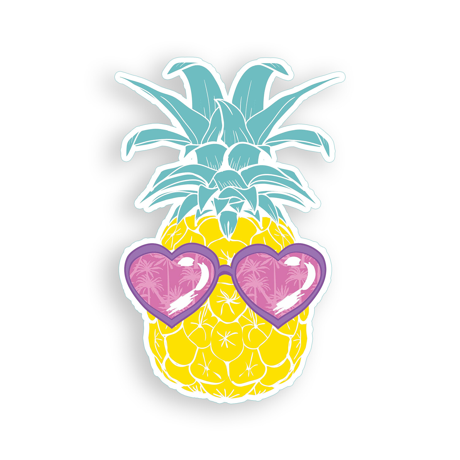 Pineapple Heart Glasses Sticker Laptop Tablet Car Vehicle Window Bumper Decal