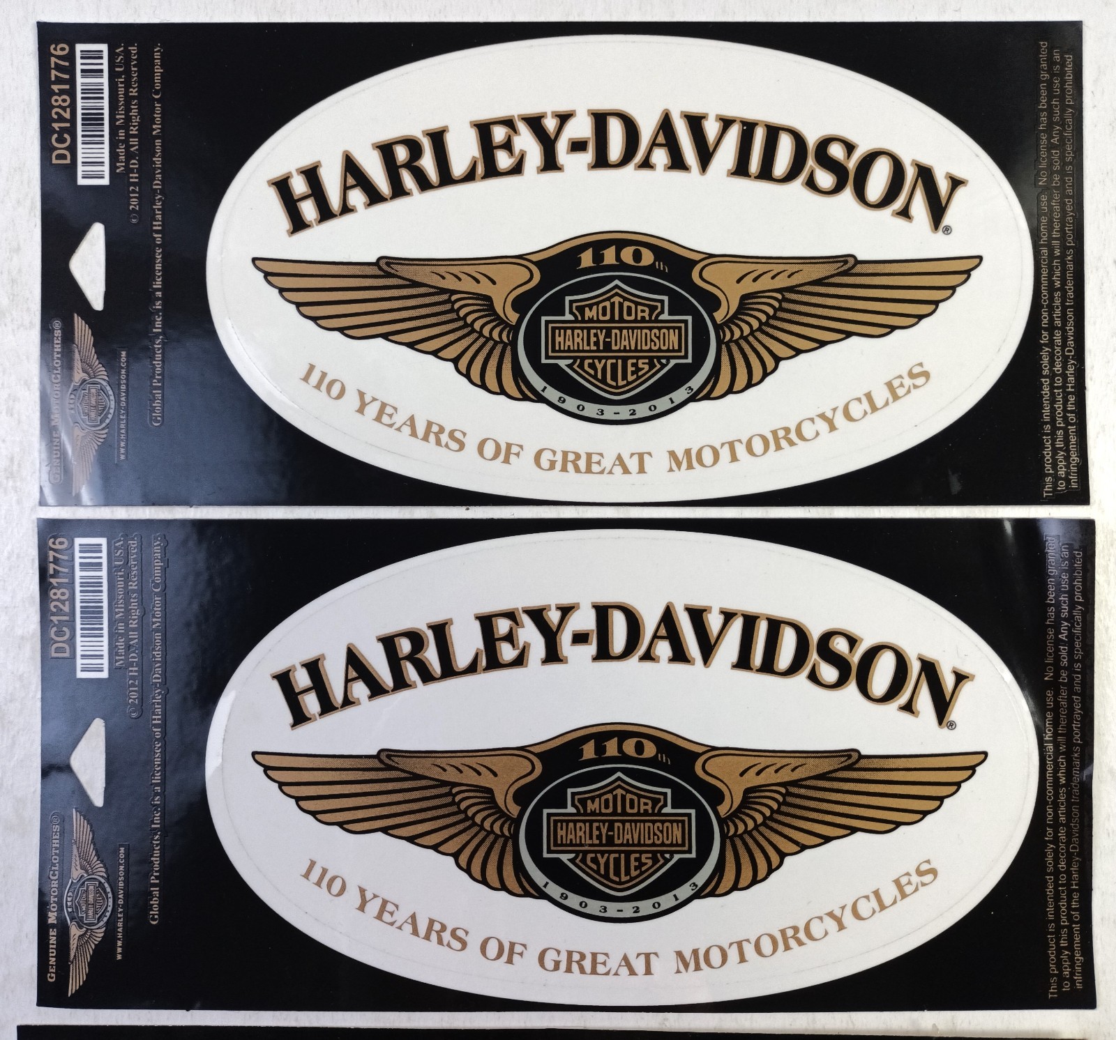 Harley-Davidson 8 Sticker Bundle. American Legend Chicago 110 Years Anniversary