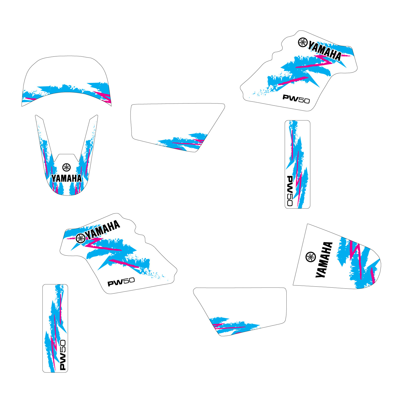PW50 graphic kit 90s retro series white / cyan Free Shipping!!!