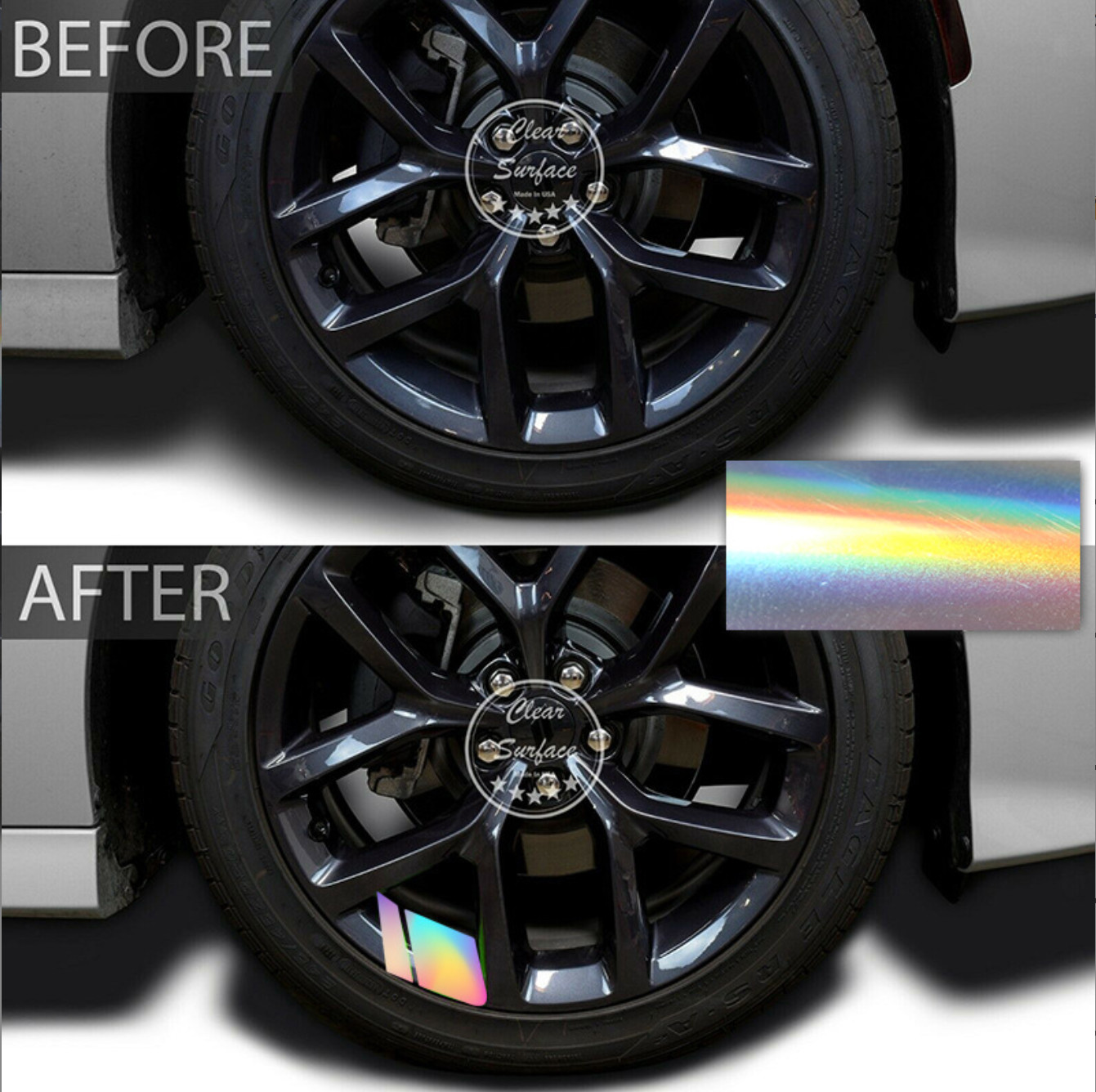 Set of 6 : Universal Reflective Car Wheel Rim Decal Auto Truck SUV Vinyl Sticker