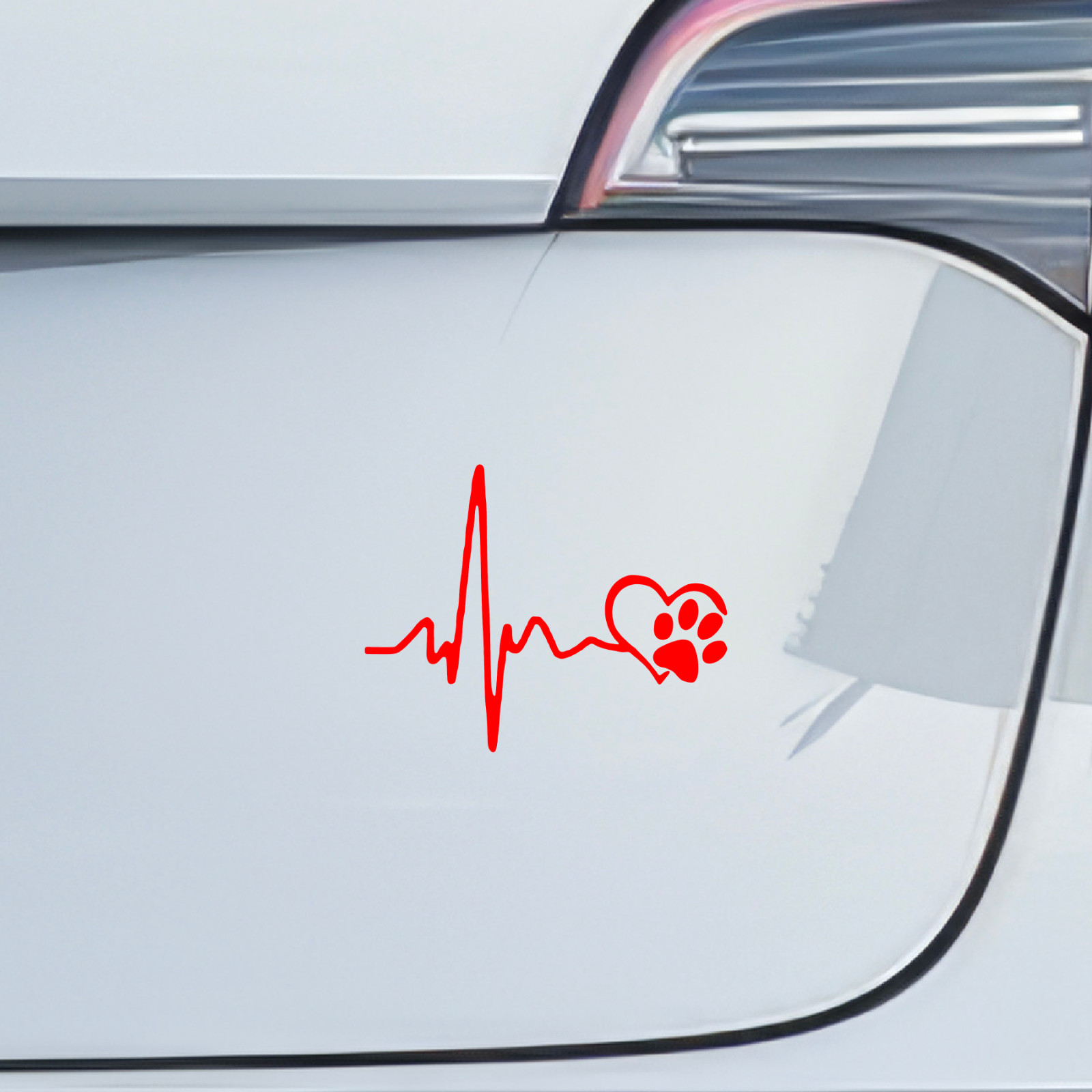 New Heartbeat Paw Print Pet Decal – Dog Cat Lover Vinyl Sticker