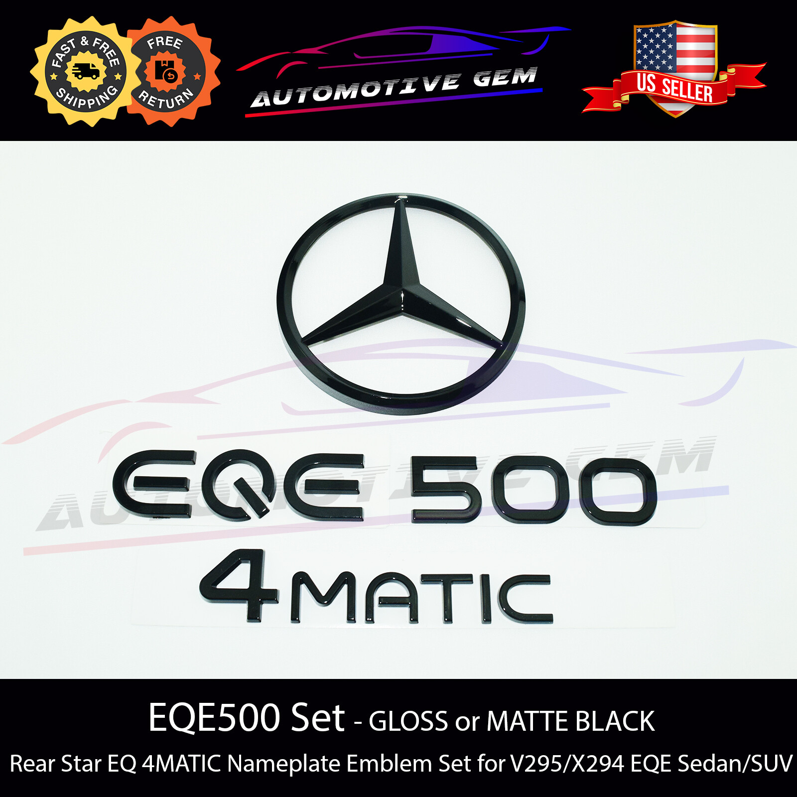 EQE500 4MATIC Rear Star Emblem Black Badge Set Mercedes AMG Sedan SUV V295 X294