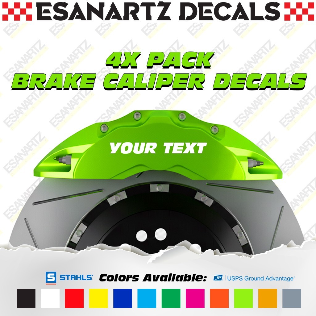 High Temp Custom Brake Caliper Decals 4X Pack, Customized Your Text