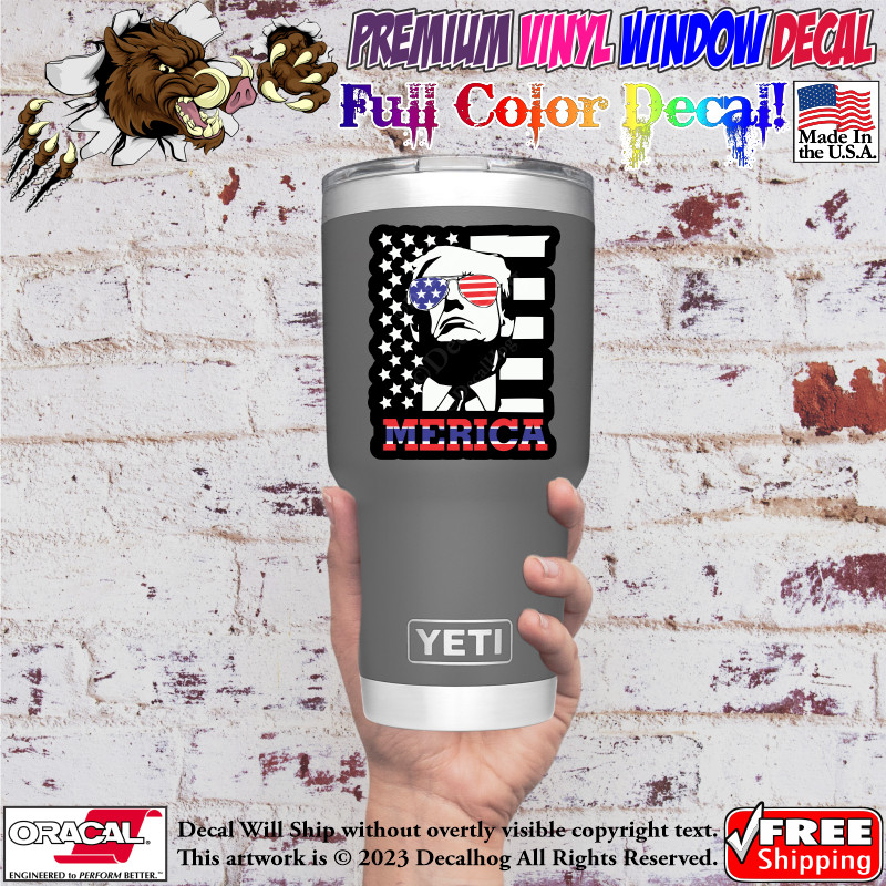 Merica Donald Trump Hip Shades Full Color Car Truck Window Vinyl Decal Sticker.