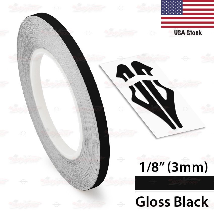 1/8″ Roll Vinyl Pinstriping Pin Stripe Line Tape Decal Sticker 3mm GLOSS BLACK